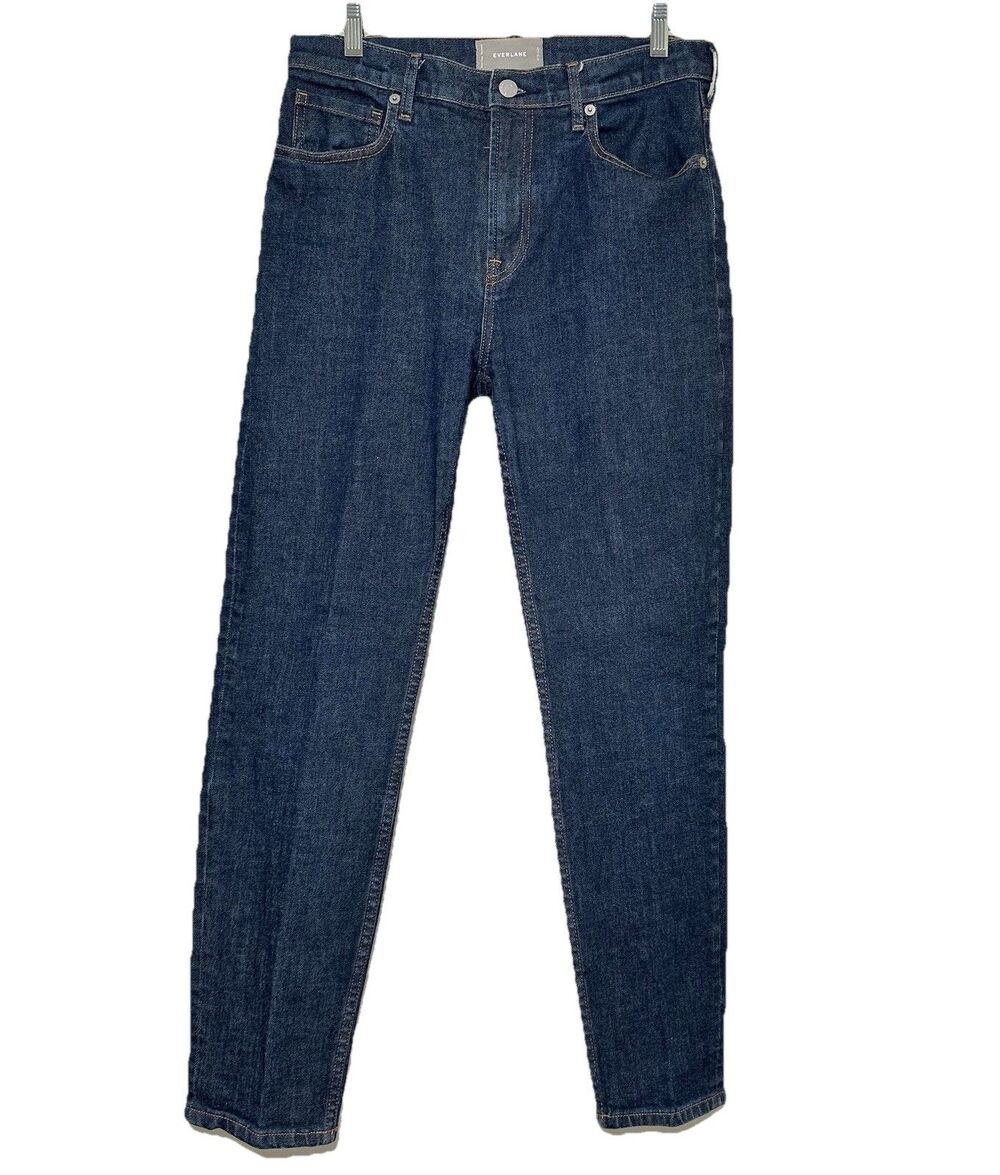 Everlane High Rise Straight Jeans Dark Wash Stretch Denim 30